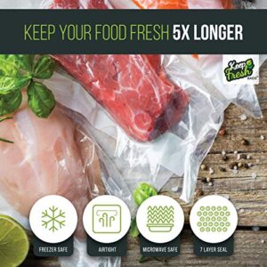 Keep Fresh Food Vacuum Sealer Rolls (11" x 50', 2 Rolls), 3.5mil Food Storage Bags for Sous Vide and Freezer Storage (100 Feet)