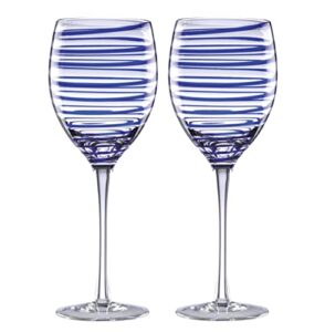 kate spade charlotte street 2-piece wine glass set, 2 count (pack of 1), blue