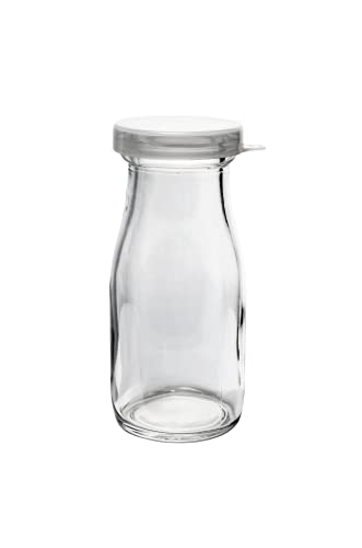 Old Fashioned Heavy Glass Half Pint Milk Bottle, Decanter Cream Server. With Lid (1 pack)