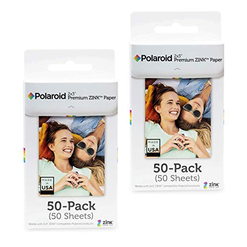 Polaroid 2x3 inch Premium Zink Photo Paper (100 Sheets) Compatible with Polaroid Snap, Snap Touch and Zip.