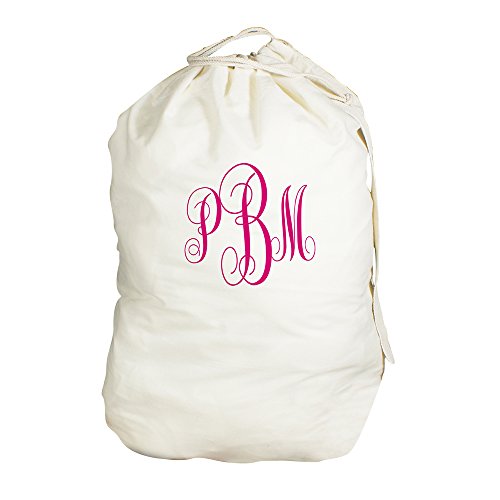 GiftsForYouNow Script Monogrammed Laundry Bag, 19" x 27", Drawstring & Shoulder Strap, Personalized Laundry Bag, Laundry Bag, Monogram, College, Back to School, Dorm, Cotton, Washable