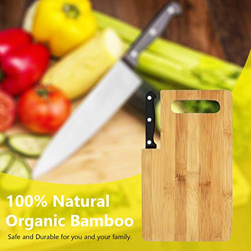 Bamboo Cutting Board Small Wood Board with Handle Build in Knife Cut Cheese Vegetable Fruit