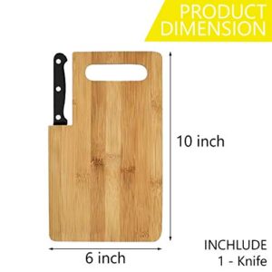 Bamboo Cutting Board Small Wood Board with Handle Build in Knife Cut Cheese Vegetable Fruit