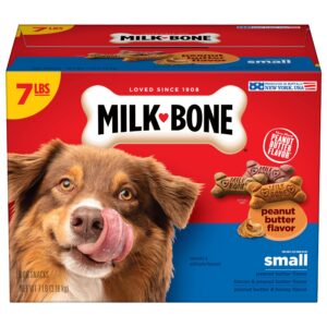 milk-bone peanut butter flavor dog treats, small biscuits, 7 pounds