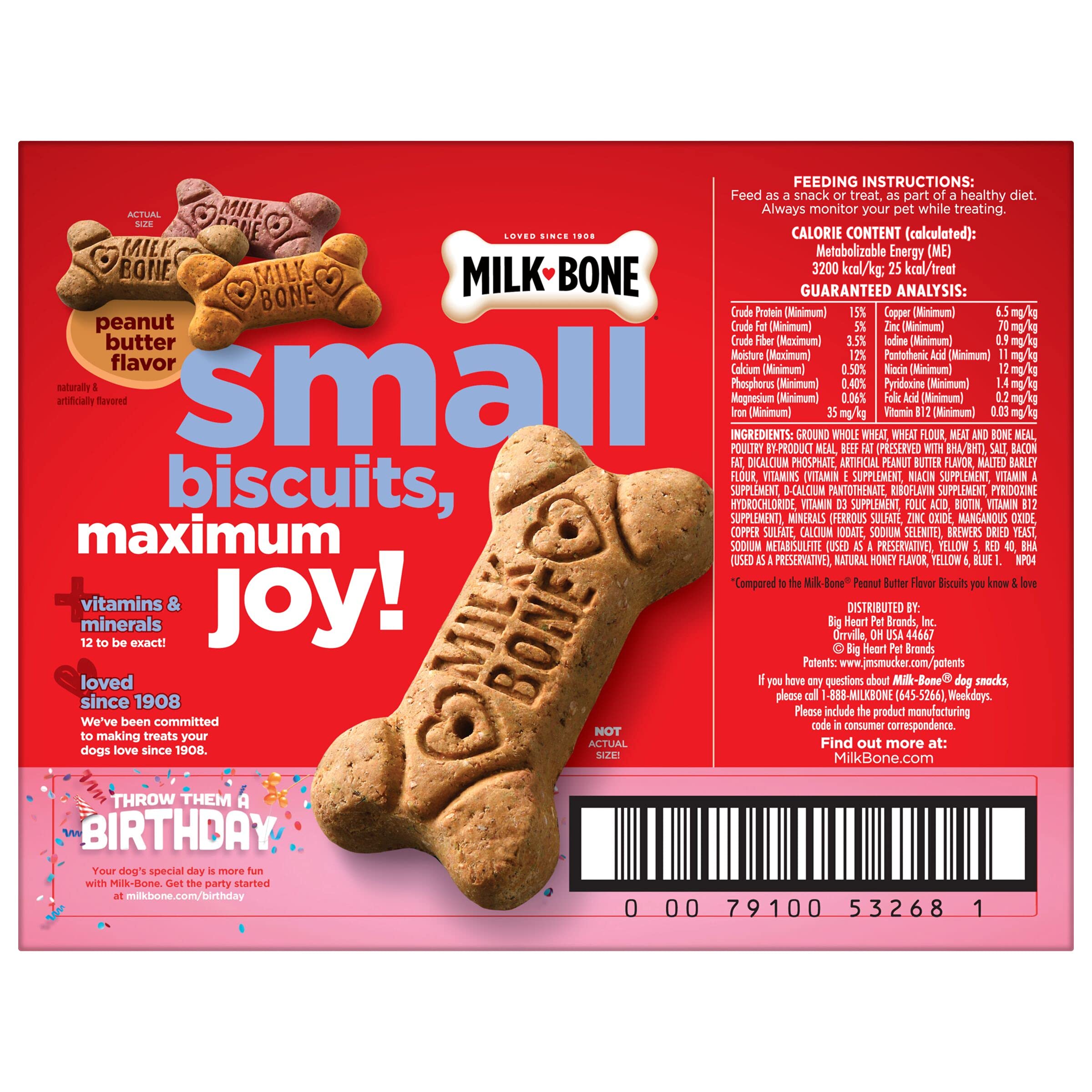 Milk-Bone Peanut Butter Flavor Dog Treats, Small Biscuits, 7 Pounds