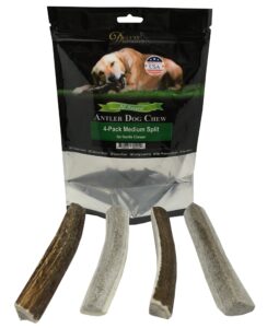 deluxe naturals elk antler dog chews | long-lasting a-grade premium elk antler chews for dogs from naturally shed elk antlers collected in the usa, split, medium (pack of 4)