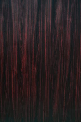 VVIVID Dark Wood Grain Faux Finish Textured Red Vinyl Wrap 12 Inches x 48 Inches Roll Sheet Film for Home Office Furniture DIY No Mess Easy to Install Air-Release Adhesive