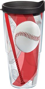 tervis baseballs red & mitt background made in usa double walled insulated tumbler travel cup keeps drinks cold & hot, 24oz, classic