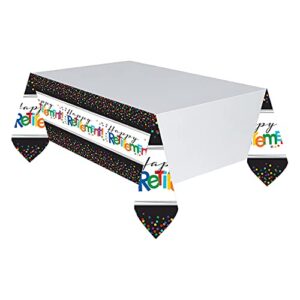 amscan 'happy retirement' rectangulat plastic table cover, 1 piece, made from plastic, retirement, 54' x 102' by amscan