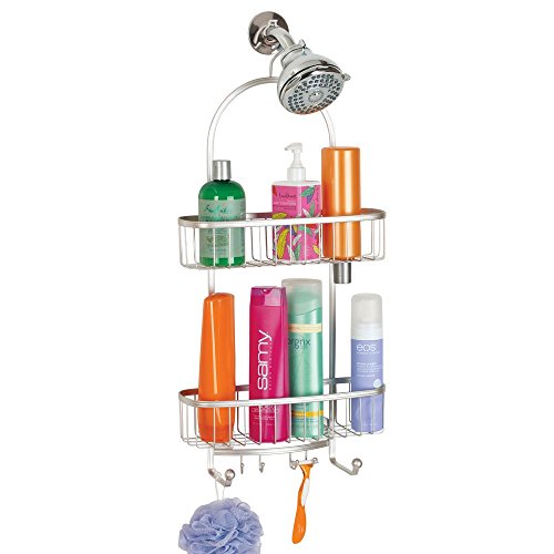 InterDesign York Extra Large Shower Caddy - Bathroom Storage Shelves for Shampoo, Conditioner and Soap, Satin