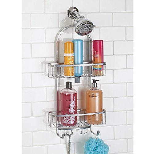 InterDesign York Extra Large Shower Caddy - Bathroom Storage Shelves for Shampoo, Conditioner and Soap, Satin