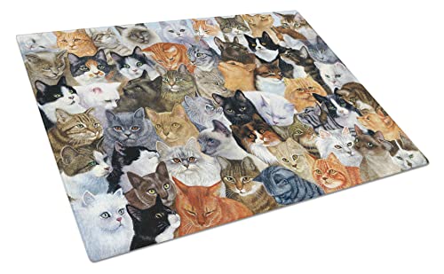 Caroline's Treasures BDBA0414LCB Cats Galore Glass Cutting Board Large Decorative Tempered Glass Kitchen Cutting and Serving Board Large Size Chopping Board