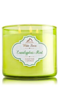 bath & body works white barn 3 wick candle eucalyptus mint 14.5 oz