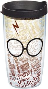tervis made in usa double walled harry potter - glasses and scar insulated tumbler cup keeps drinks cold & hot, 16oz, classic