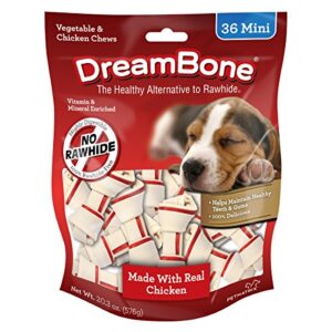 dreambone vegetable & chicken dog chews, rawhide free, mini, dbc-02028, 36 count(pack of 1)