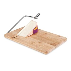 true wireslice bamboo cheese slicing board, bamboo wood with built-in slicer, 10" by 7.5", cheese service, entertaining gift set