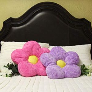 Adorable 15" Minky Flower Pink Throw Pillow