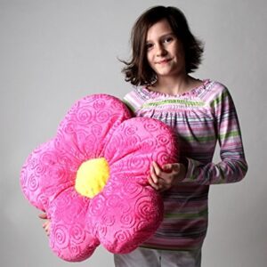 Adorable 15" Minky Flower Pink Throw Pillow