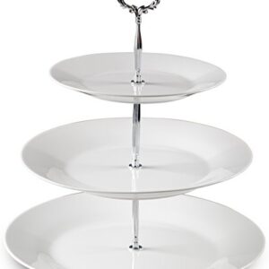 Klikel 3 Tiered Serving Stand -Silver Serving Tray for Parties - Round Platter for Cupcakes Fruits Dessert or Tea - Cake Pop Stand and Buffet Server