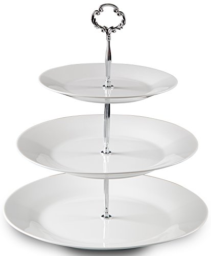 Klikel 3 Tiered Serving Stand -Silver Serving Tray for Parties - Round Platter for Cupcakes Fruits Dessert or Tea - Cake Pop Stand and Buffet Server