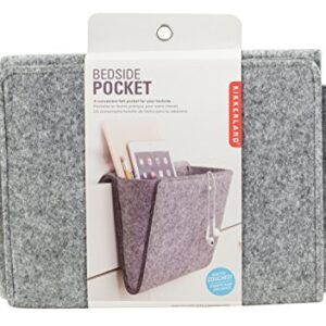 Kikkerland Grey Felt Bedside Pocket Caddy, Storage, Organizer, Holder