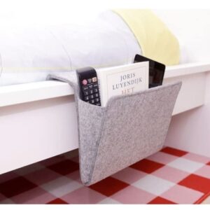 Kikkerland Grey Felt Bedside Pocket Caddy, Storage, Organizer, Holder