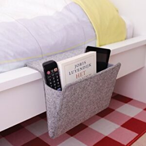 Kikkerland Grey Felt Bedside Pocket Caddy, Storage, Organizer, Holder