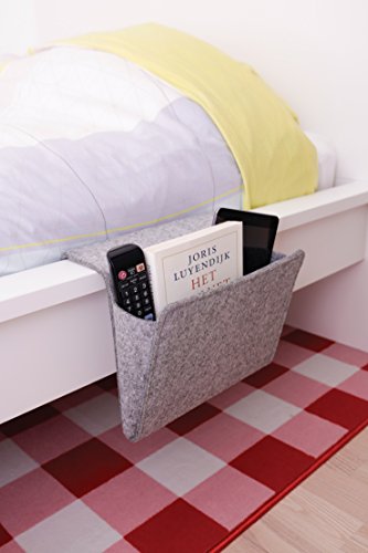 Kikkerland Grey Felt Bedside Pocket Caddy, Storage, Organizer, Holder