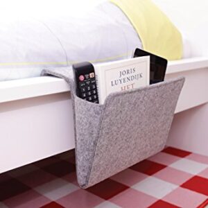 Kikkerland Grey Felt Bedside Pocket Caddy, Storage, Organizer, Holder