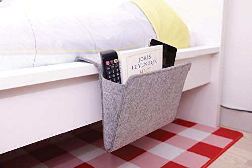 Kikkerland Grey Felt Bedside Pocket Caddy, Storage, Organizer, Holder