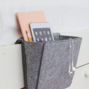 Kikkerland Grey Felt Bedside Pocket Caddy, Storage, Organizer, Holder