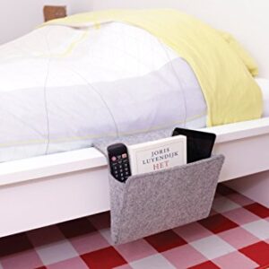 Kikkerland Grey Felt Bedside Pocket Caddy, Storage, Organizer, Holder