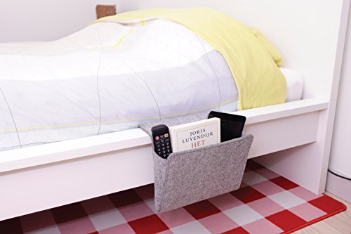 Kikkerland Grey Felt Bedside Pocket Caddy, Storage, Organizer, Holder