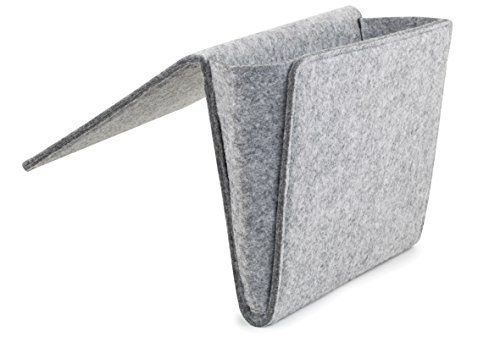 Kikkerland Grey Felt Bedside Pocket Caddy, Storage, Organizer, Holder