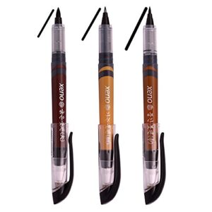 xeno calligraphy brush pen, fude pen, narrow tip, kanji china japan (fine,medium,bold point)-black ink (pack of 3)