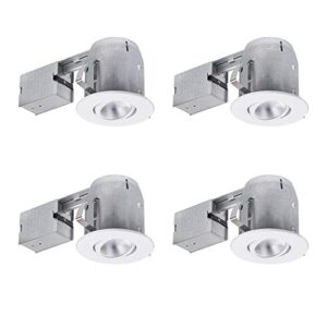 5" led ic rated swivel round trim recessed lighting kit 4-pack, white, easy install push-n-click clips, led bulbs included, 4.25" hole size,90957