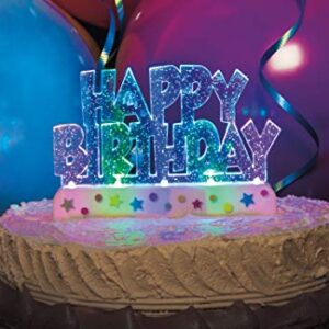 Unique Flashing Happy Birthday Cake Decoration, 4.5" x 3.5", Multicolor