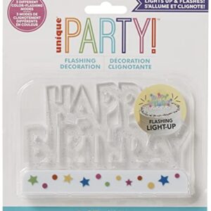 Unique Flashing Happy Birthday Cake Decoration, 4.5" x 3.5", Multicolor