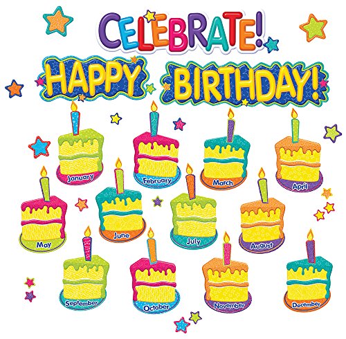 Eureka's 'Celebrate' and 'Happy Birthday' Bulletin Board and Classroom Decoration Set, 6.5''x0.1''x26'', 45 pc