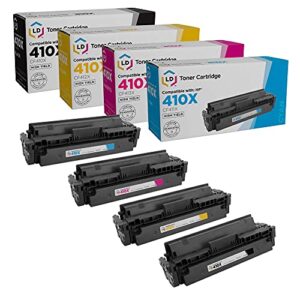 ld products compatible toner cartridge replacements for hp 410x high yield (1 black, 1 cyan, 1 magenta, 1 yellow, 4pk) for hp color laserjet pro mfp m477fdn m477fdw m477fnw m452dn m452dw and m452nww