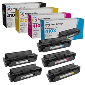 ld products compatible toner cartridge replacement for hp 410x high yield (2 black, 1 cyan, 1 magenta, 1 yellow, 5pk) for hp color laserjet pro mfp m477fdn m477fdw m477fnw m452dn m452dw and m452nww