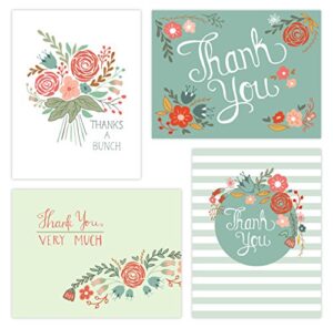 one jade lane - floral festival thank you cards (self-mailer) postcards "postage saver" (set of 40).