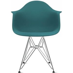 2xhome Contemporary Molded Modern Dining Arm Chair With Metal Wire Legs, Teal Blue