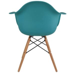 2xhome Eiffel Style Mid Century Modern Dining Arm Chair with Natural Wood Legs, Teal,1 piece