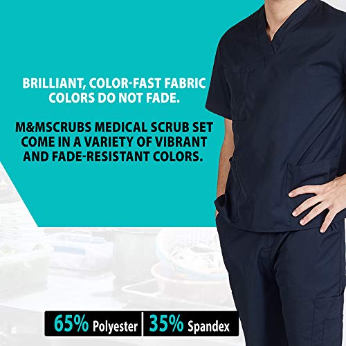 M&M SCRUBS Men Scrub Set Medical Scrub Top and Pants L Black