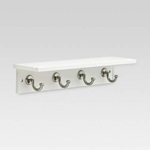 threshold hennepin hook rail with ledge - 18" white/satin nickel