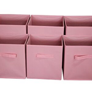 Sodynee Foldable Cloth Storage Cube Basket Bins Organizer Containers Drawers, 6 Pack, Pink