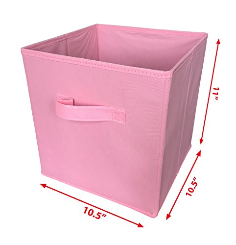 Sodynee Foldable Cloth Storage Cube Basket Bins Organizer Containers Drawers, 6 Pack, Pink