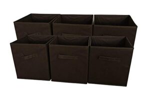 sodynee® foldable cloth storage cube basket bins organizer containers drawers, 6 pack, chocolate