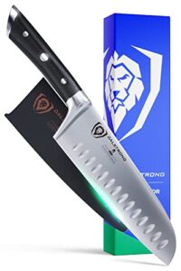 dalstrong santoku knife - 7 inch - gladiator series elite - high carbon german steel - sheath included - razor sharp kitchen knife - asian vegetable knife - nsf certified